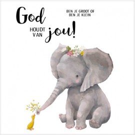 Cadeaubordje olifant God houdt van jou