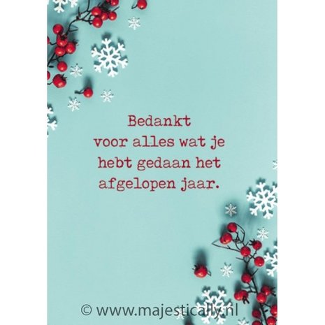 Kerstkaart 'Bedankt - rode bessen'