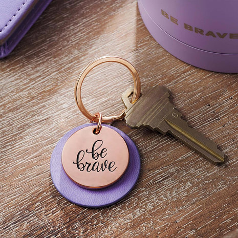 Keyring Rose Gold Disc - Be Brave