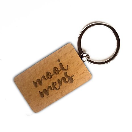 Houten sleutelhanger - Mooi mens