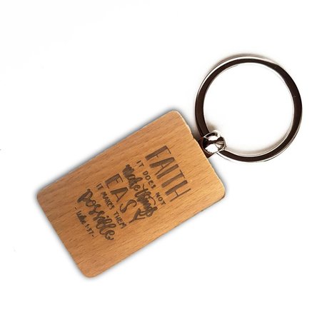 Houten sleutelhanger - Luke 1:37 - Faith