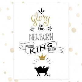 Kerstkaart 'Glory to the newborn King'