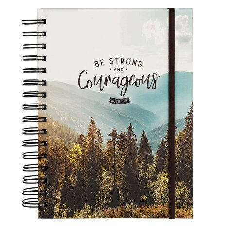 Journal Be strong & courageous groot ringband + elastiek