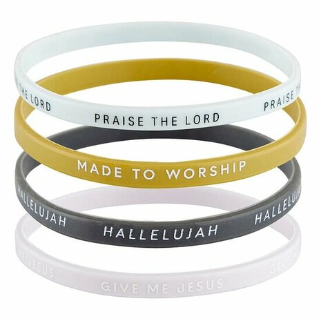 Armbandenset Praise the Lord siliconen 4 stuks