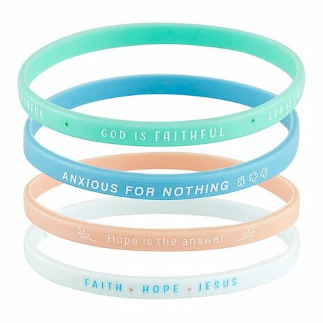 Armbandenset God is faithful siliconen 4 stuks