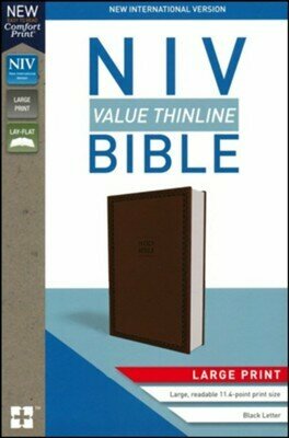 NIV Thinline Bible large print bruin kunstleer