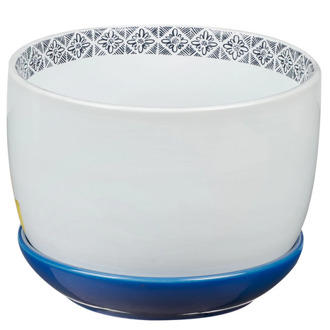 Plantenpot met schotel Rejoice always citroenen