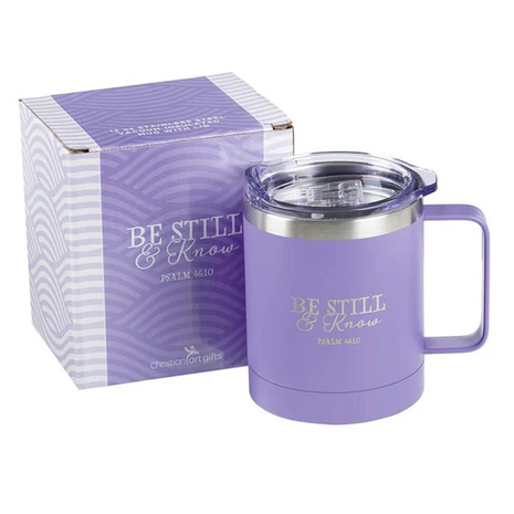 Reismok Be still and know 325 ml paars roestvrij staal