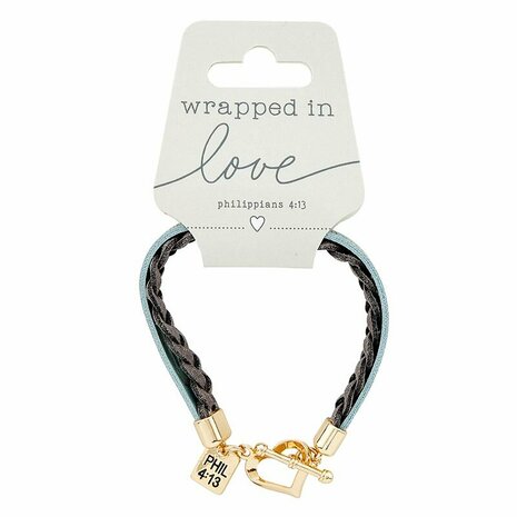Wikkelarmband I can do all things lichtblauw