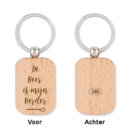 Sleutelhanger De Heer is mijn herder hout