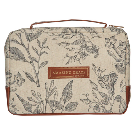 Amazing Grace Natural Canvas Bible Cover - large