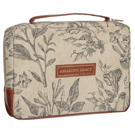 Amazing Grace Natural Canvas Bible Cover - large