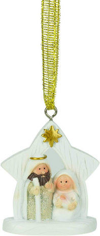 Ornament heilige familie 5,1 cm glitter