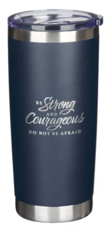 Reismok Be strong and courageous 532 ml rvs marineblauw