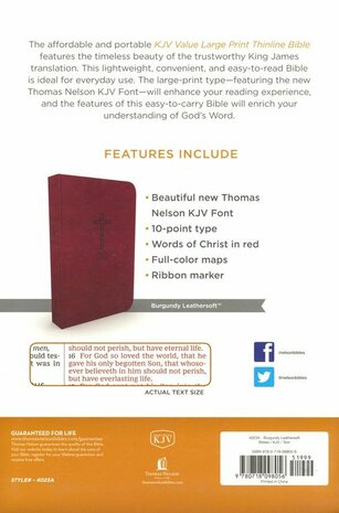 KJV Large Print Value Thinline Bible bordeauxrood