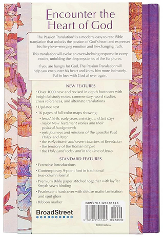 The Passion Translation New Testament + Psalmen, Spreuken, Hooglied 2020 editie pioenrozen