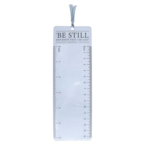 Boekenlegger vergrootglas/liniaal 'Be still'