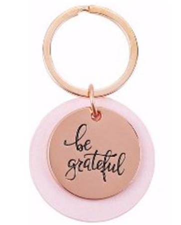 Keyring Rose Gold Disc - Be Grateful