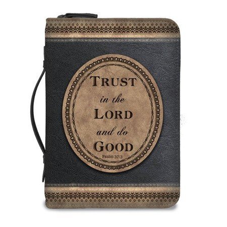 Bijbelhoes medium bruin/zwart trust in the Lord