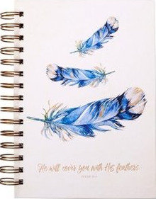 He will cover you - Feathers Large wirebound journal