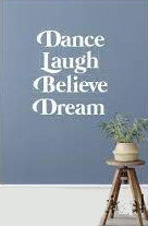 Minikaart &#039;Dance Laugh Believe Dream&#039;