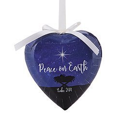 Decoupage Ornament Heart Peace On Earth