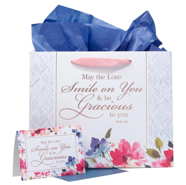 Gift bag + kaart Smile &amp; be gracious groot