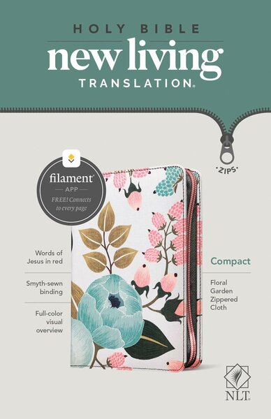 NLT Compact Bible met rits bloemen