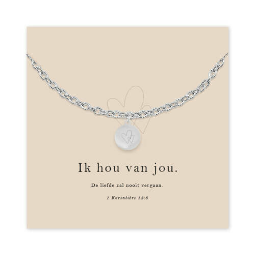 Christelijke Armband - Harten &#039;Ik hou van jou&#039; - zilver