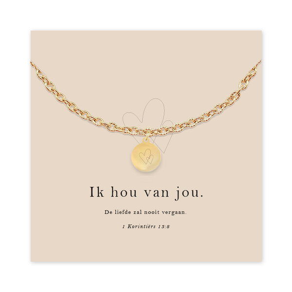 Christelijke Armband - Harten &#039;Ik hou van jou&#039; - goud