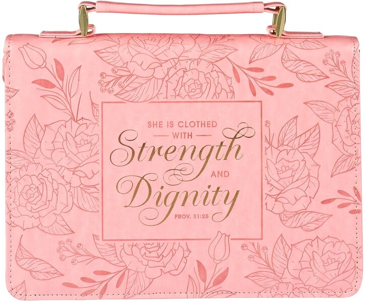 Bijbelomslag Strength &amp; dignity medium Roze 