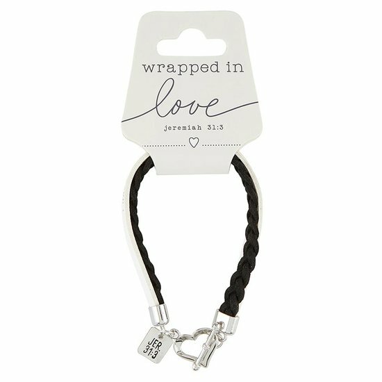 Armband I have loved You zwart-wit leer met sluiting