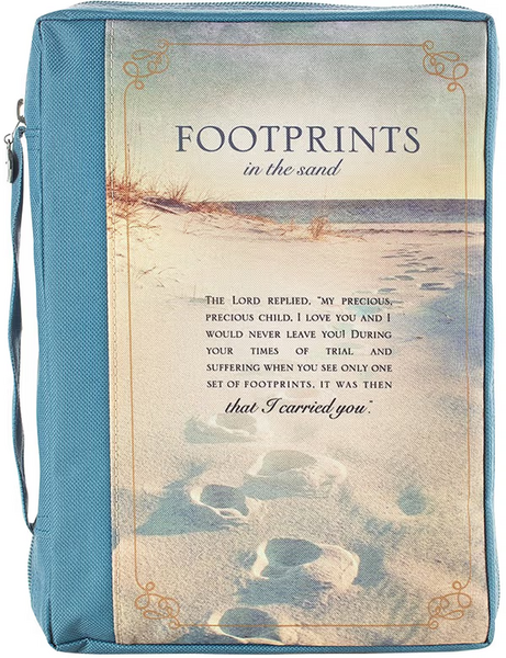 Bijbelomslag Footprints XL blauw
