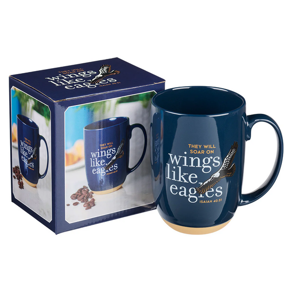 Mok Wings like eagles 444 ml donkerblauw