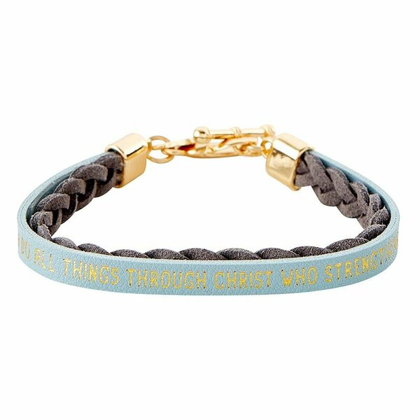 Wikkelarmband I can do all things lichtblauw