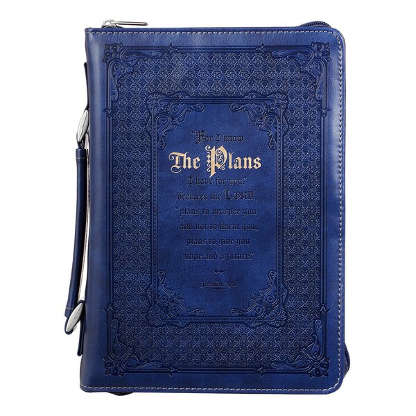 Bijbelomslag The plans medium luxleather blauw