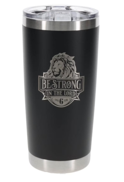 Reismok Be strong in the Lord leeuw rvs zwart