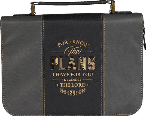 Bijbelomslag For I know the plans medium zwart/grijs