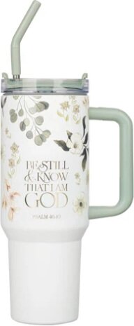 Reismok Be still &amp; know rvs met rietje groen