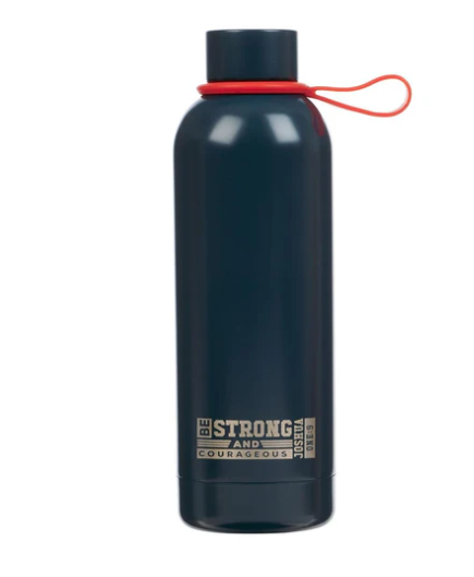 Waterfles Strong and courageous marineblauw