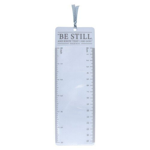Boekenlegger vergrootglas/liniaal 'Be still'