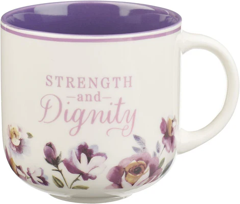 Mok Strength and dignity bloemen paars