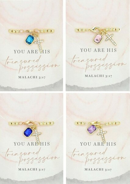 Armband edelsteen met kruis