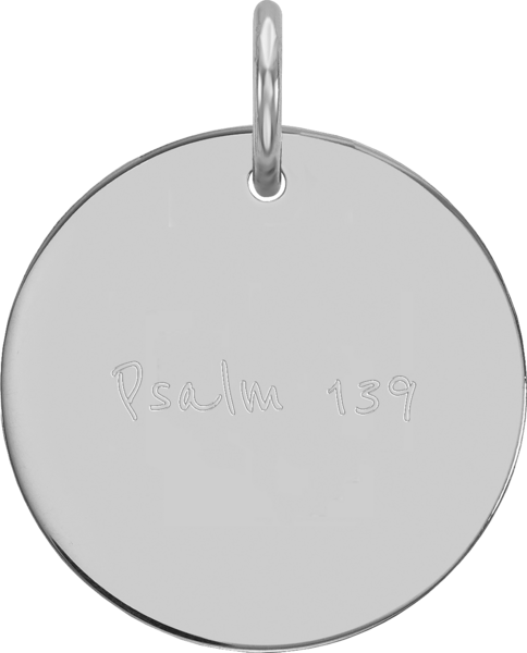 Hanger Psalm 139 zilver rond 15 mm doorsnee