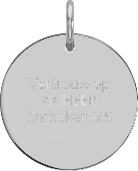 Hanger Vertrouw op de Heer zilver rond 15 mm doorsnee