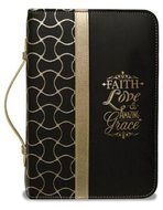 Bijbelhoes medium zwart/goud faith love