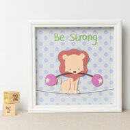 Wandbord Be strong leeuw 24x24cm