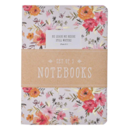 Notitieboek set 3 He leads me roze bloemen groot