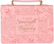 Bijbelomslag Strength & dignity medium Roze 