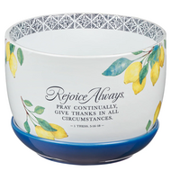 Plantenpot met schotel Rejoice always citroenen